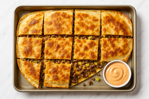 Sheet Pan Cheeseburger Quesadilla Recipe